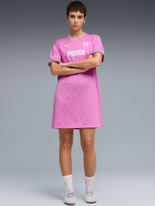 Summer Mini Athletic Dress Short Sleeve with Hood Fuchsia
