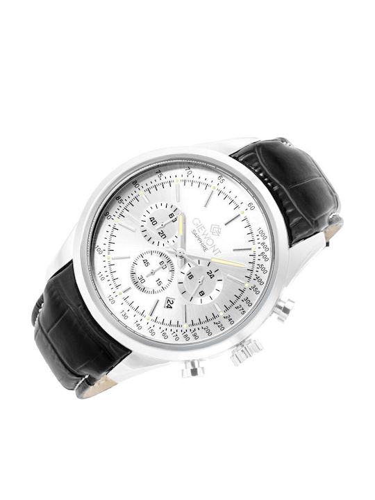 Giewont Herrenuhr 47mm Chronograph Batterie mit Silber Lederriemen