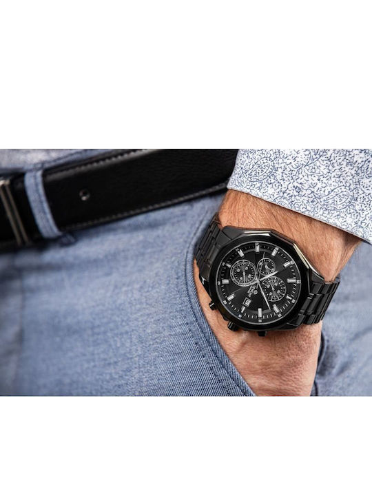 Giewont Men's Watch 46mm Battery Chronograph with Black Metal Bracelet