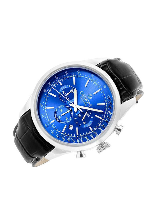 Giewont Herrenuhr 47mm Chronograph Batterie mit Silber Lederriemen