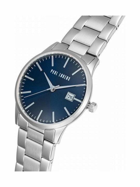 Paul Lorens Мъжки Часовник 41mm На Батерия с Черна Метална Гривна