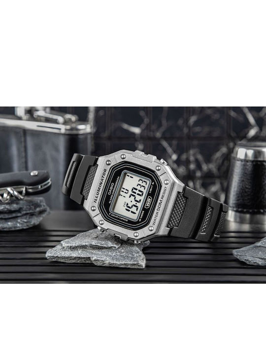 Casio Дигитален Мъжки Часовник 43mm На Батерия с Черна Каучукова Каишка