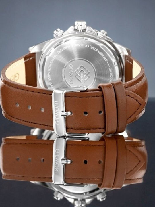 Men's Watch 44mm Battery Chronograph with Brown Leather Strap