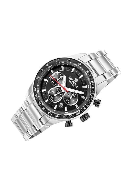 Giewont Herrenuhr 43mm Chronograph Batterie mit Silber Metall-Armband