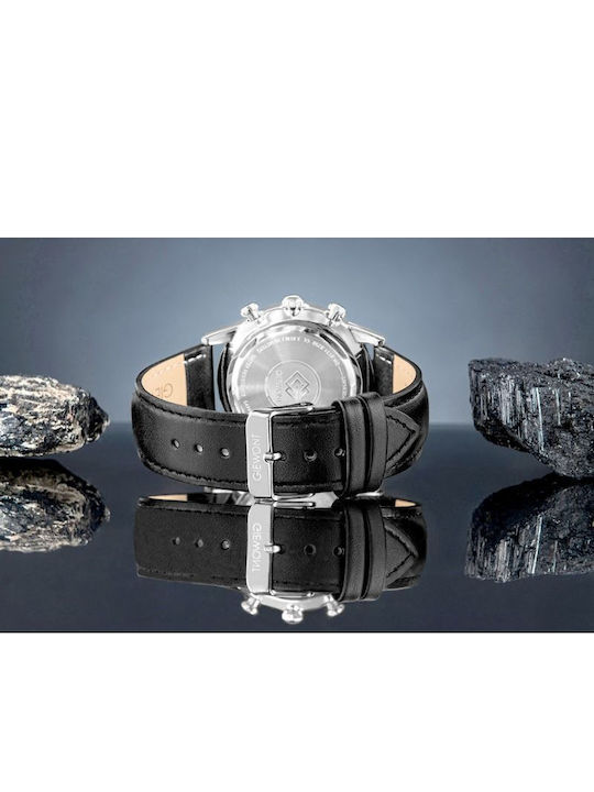 Men's Watch 42mm Battery Chronograph with Black Leather Strap
