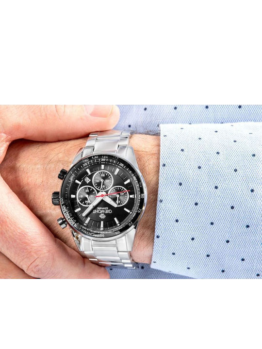 Giewont Herrenuhr 43mm Chronograph Batterie mit Silber Metall-Armband