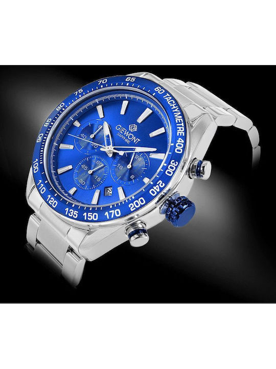 Giewont Herrenuhr Chronograph Batterie mit Silber Metall-Armband