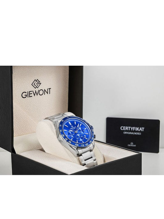 Giewont Herrenuhr Chronograph Batterie mit Silber Metall-Armband