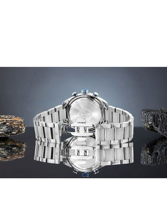Giewont Herrenuhr Chronograph Batterie mit Silber Metall-Armband