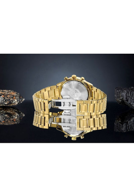 Giewont Men's Watch 42mm Chronograph Battery with Gold Metal Bracelet