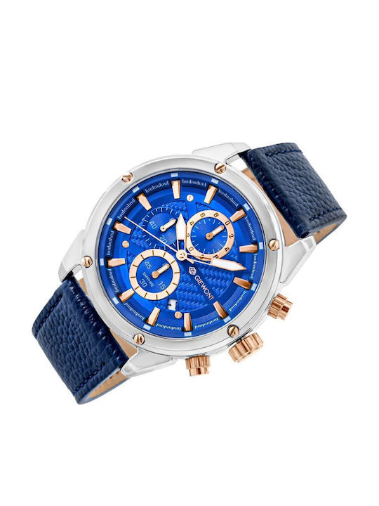 Giewont Herrenuhr 24mm Chronograph Batterie mit Silber Lederriemen