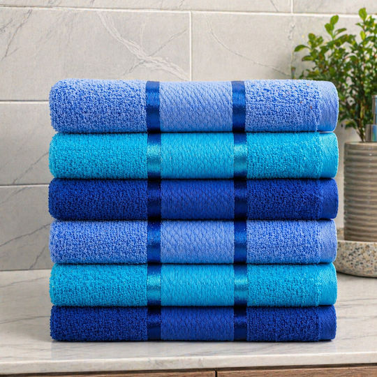 Kotonia Home Πετσέτα Προσώπου 50x90εκ. Multicolor 6τμχ Βάρους 400gr/m²