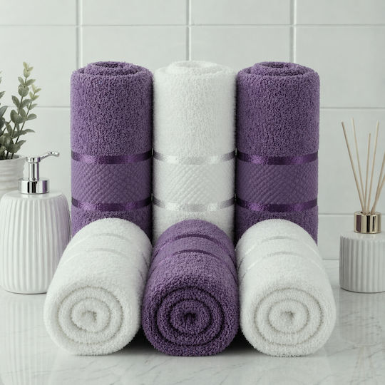 Kotonia Home Πετσέτα Προσώπου 50x90εκ. Multicolor 6τμχ Βάρους 400gr/m²
