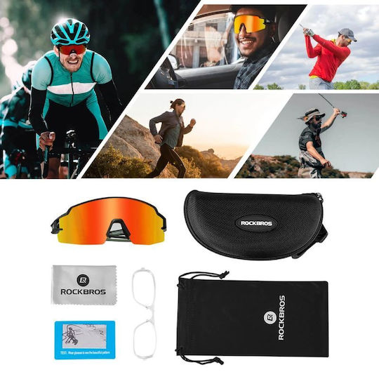 Rockbros Cycling Glasses with Orange Frame & Photochromic Lenses
