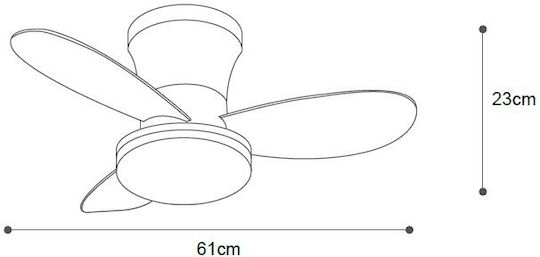 Inlight Bay Ανεμιστήρας Οροφής 61cm με Φως Γκρι