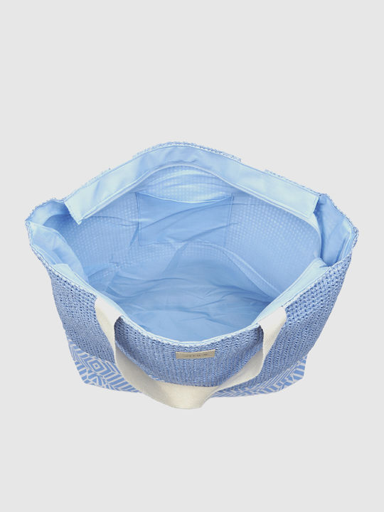 Verde Wicker Beach Bag Blue
