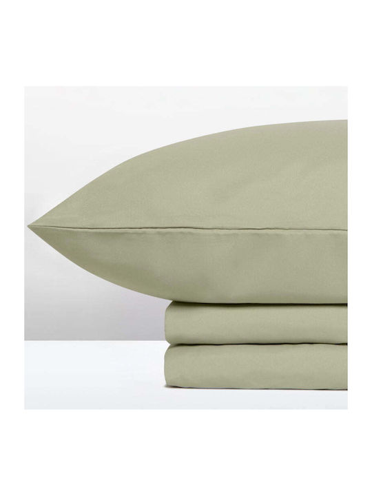 Cannon Sheet Set with 2 Pillowcases Super-Double with Elastic 160x200+35cm. Sage Green 3pcs