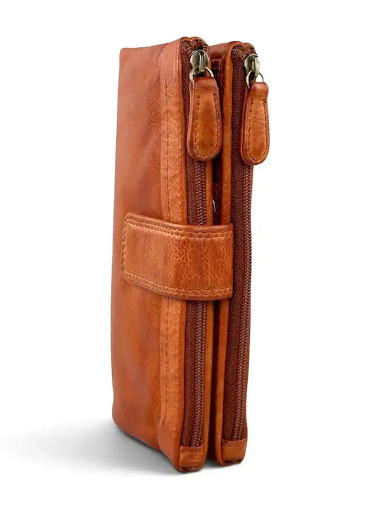 Large Leather Women's Travel Wallet Tabac Brown
