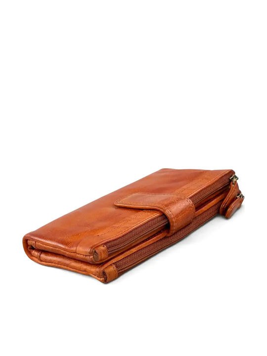 Large Leather Women's Travel Wallet Tabac Brown
