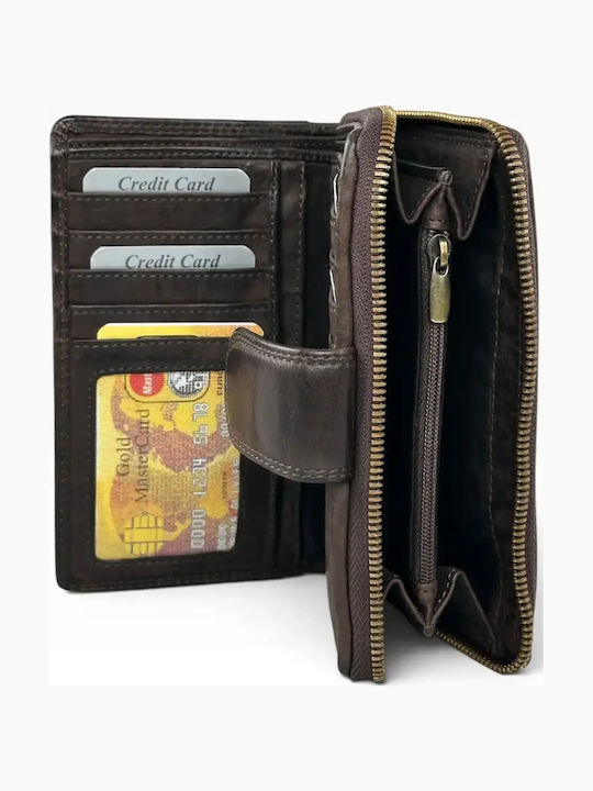 Large Leather Women's Travel Wallet Brown