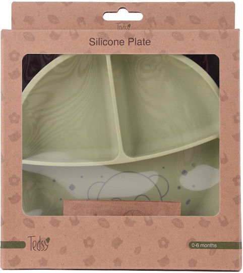 Tedsy Children's Food Plate Made of Silicone Green