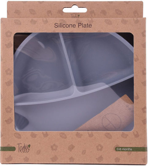 Tedsy Toddler Food Plate Silicone Gray