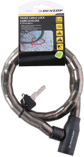 Dunlop Spiral Bicycle Lock Key 1.8x80 cm Black