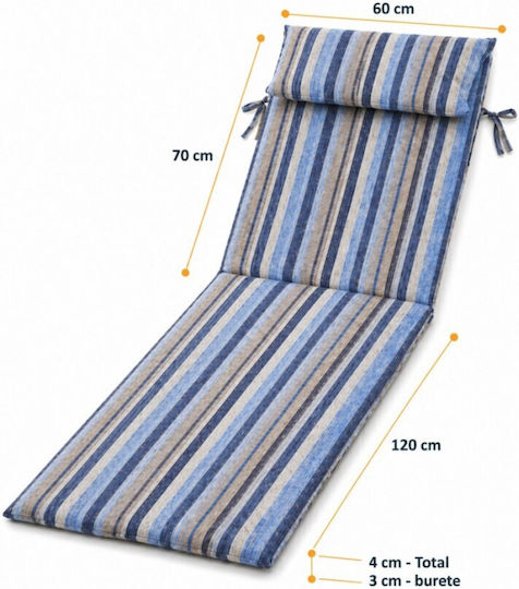 Pucioasa Μαξιλάρι Ξαπλώστρας με Πλάτη Blue 60x190εκ.