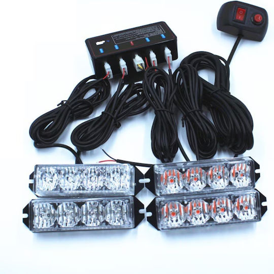 Set 4 Lumini De Volum Pentru Camioane Cu Led Stroboscop Zola 12v 30w Portocalii 10 Moduri Telecomandă Cablu 190 Cm 10 X 2.1 X 2.8 Cm