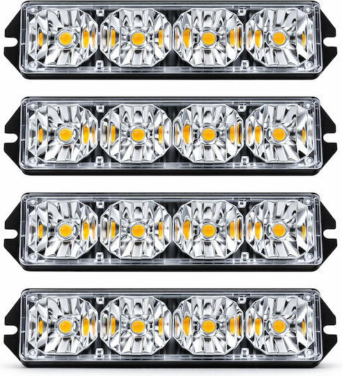 Set 4 Lumini De Volum Pentru Camioane Cu Led Stroboscop Zola 12v 30w Portocalii 10 Moduri Telecomandă Cablu 190 Cm 10 X 2.1 X 2.8 Cm