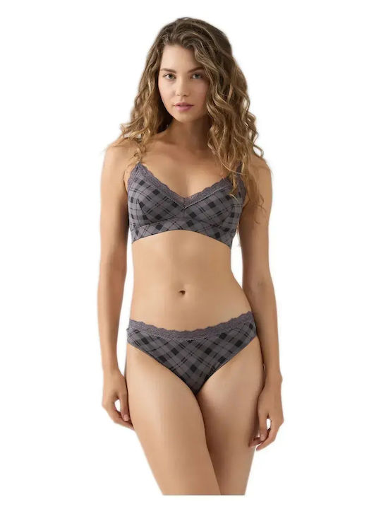 Minerva Fimelle Elegance Bralette Tencel Modal Light Removable Padding-90-8152b-Pouro-Black Plaid