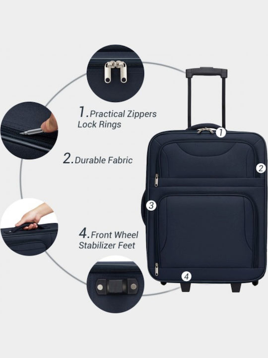 Miss Lulu Travel Suitcases Navy with 4 Wheels Set of 3 Pieces