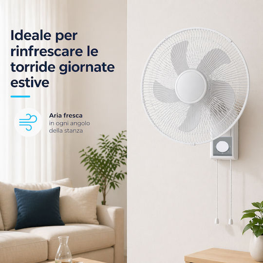 Bakaji Wall Fan 65W Fan Diameter 43cm White