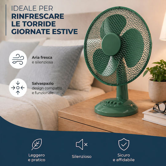 Bakaji Tabletop Fan 35W Fan Diameter 30cm Green
