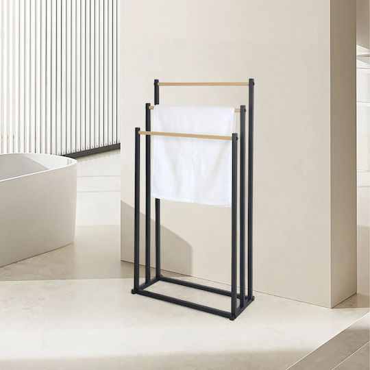 Relaxdays 86x44cm Schwarzer Badezimmerhaken & -halter