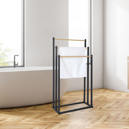 Relaxdays 86x44cm Schwarzer Badezimmerhaken & -halter