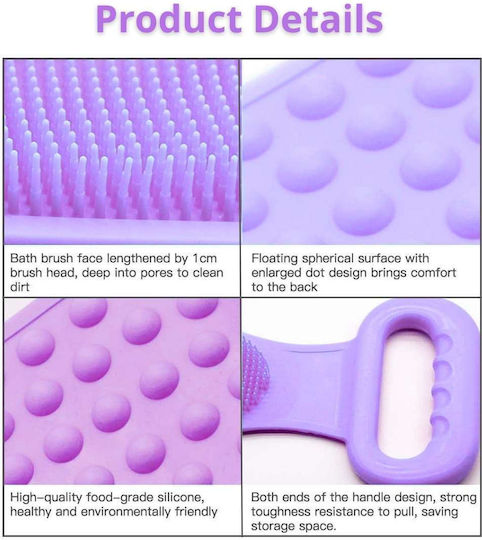 Perie De Rucsac Pentru Exfoliere Silicon Mâner Mov
