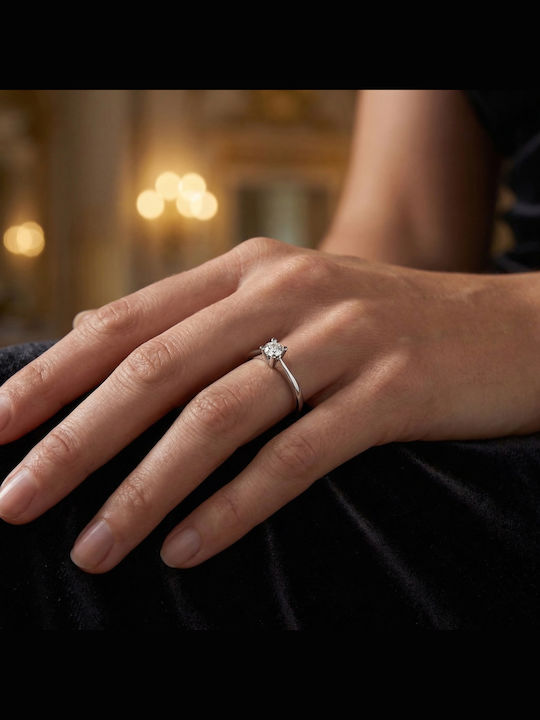 Kiriakos Gofas Single Stone Ring In 18K White Gold With Diamond Kiriakos Gofas Single Stone Ring In 18K White Gold With Diamond