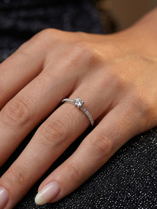 Kiriakos Gofas Single Stone Ring In 18K White Gold With Diamond Kiriakos Gofas Single Stone Ring In 18K White Gold With Diamond