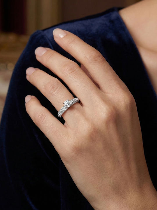 Kiriakos Gofas Single Stone Ring In 18K White Gold With Diamond Kiriakos Gofas Single Stone Ring In 18K White Gold With Diamond
