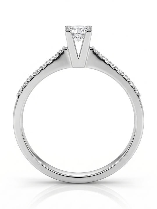 Kiriakos Gofas Single Stone Ring In 18K White Gold With Diamond