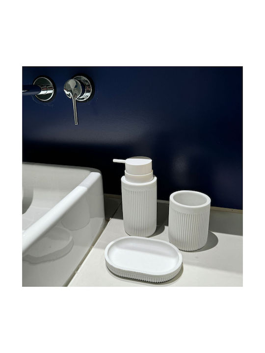 Relaxdays Bathroom Accessory Set Plastic White 3 Pieces