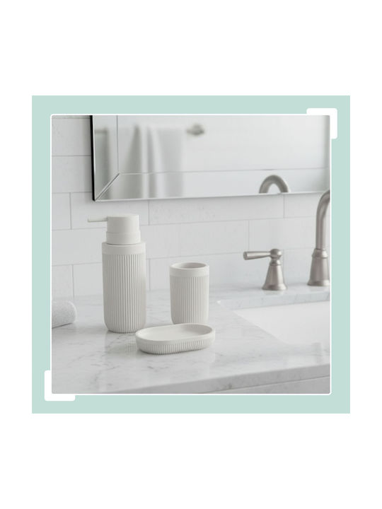 Relaxdays Bathroom Accessory Set Plastic White 3 Pieces