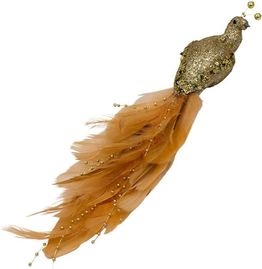Koopman Illuminated Christmas Plastic Peacock Figure Gold Length 9cm