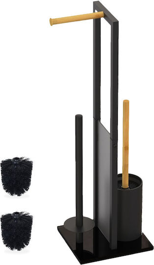 Relaxdays Set Accesorii Baie Metalic Negru Relaxdays Set Accesorii Baie Metalic Negru