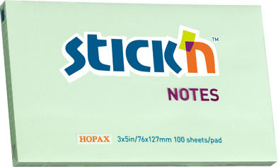 Hopax Bilețele Autocolante 76 X 127 Mm 100 Foi Stick'n Verde Pastel
