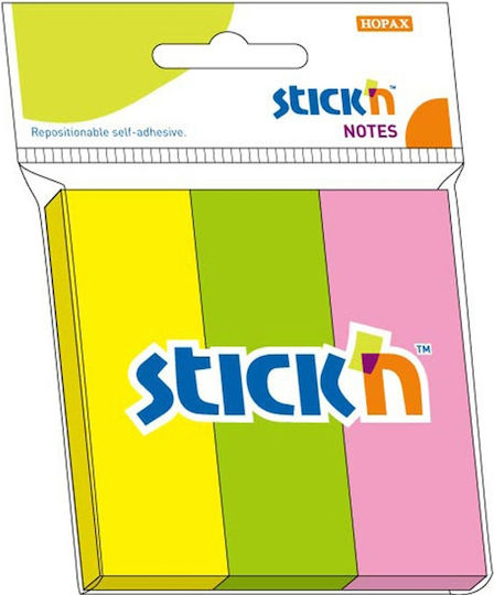 Hopax Stick Notes Index 76 X 25 Mm Set 3 X 50 Foi Stick'n 3 Culori Neon