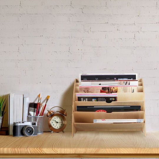 Dokumentenorganizer Mit 6 Fächern Aus MDF 27 X 34 X 27 Cm Hellbraun