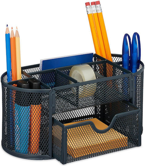 Organizator De Birou 9 Compartimente Relaxdays Metal Negru Aproximativ 10,5 X 22 X 11 Cm