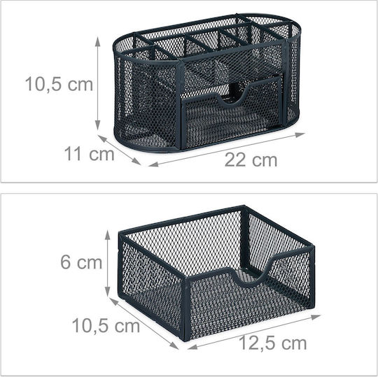 Organizator De Birou 9 Compartimente Relaxdays Metal Negru Aproximativ 10,5 X 22 X 11 Cm